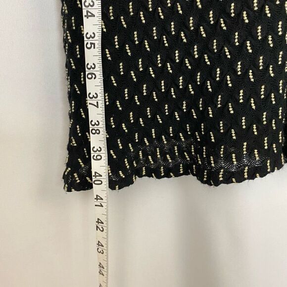 Anna Sui Designer Dress Black & Cream Knit Fit & Flare Midi Vintage Style - Picture 9 of 13